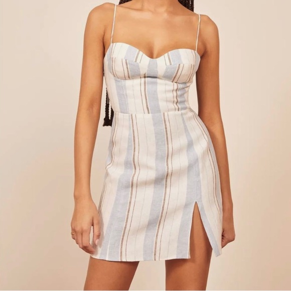 Reformation Striped Linen Dress Size 2 - Picture 4 of 4